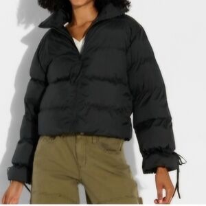 NWT. Wild Fable Womens Bow Black Puffer Jacket Size M